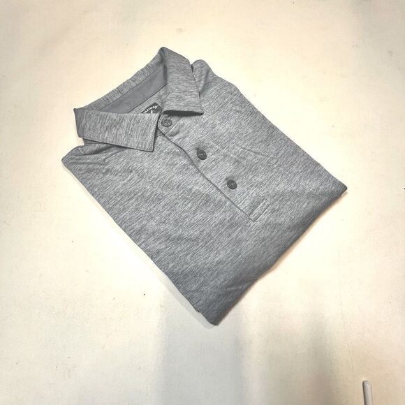 Callaway Opti-Dri Heather Grey Button Up Short Sleeve Golf Polo Shirt Sz L - Picture 10 of 10